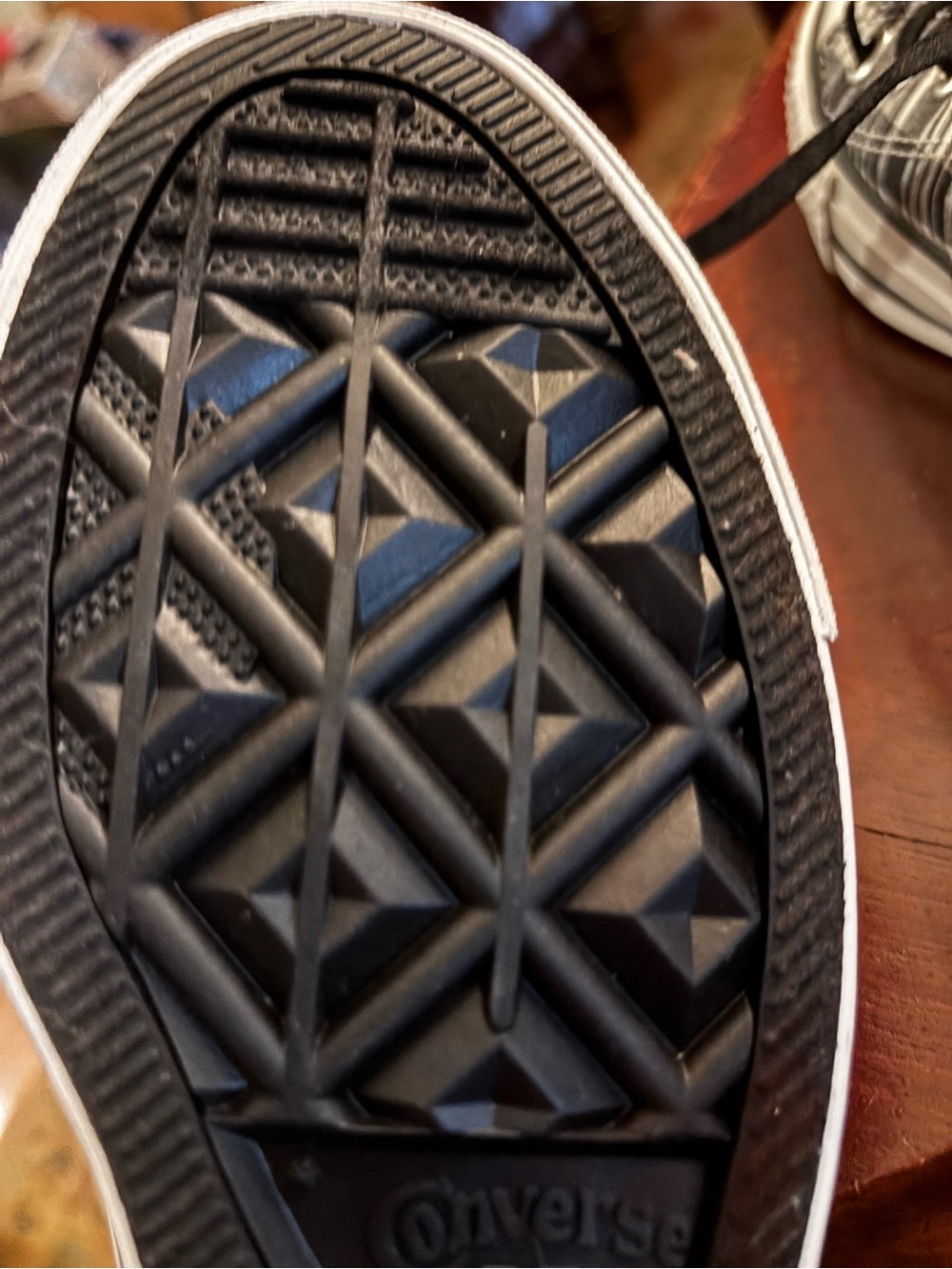Converse Black and White Plaid Low-Top All Star Sneakers - Picture 5 of 6